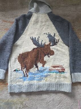 Vintage Handmade Wool Cowichan Style Sweater Zip Up *see All Photos*